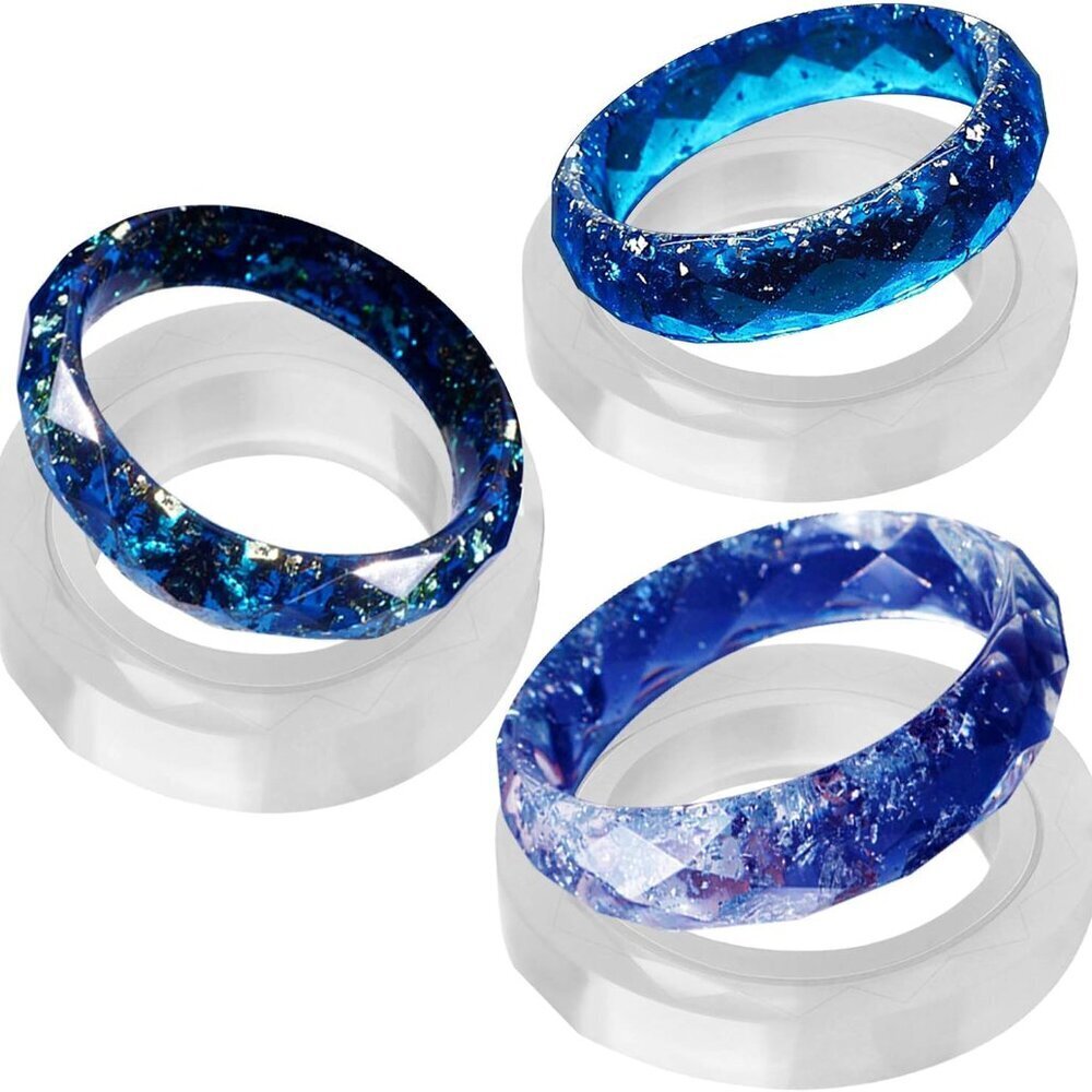 Assorted Size Faceted Geometric Bangle Bracelet Jewelry Silicone Mold Wide, for